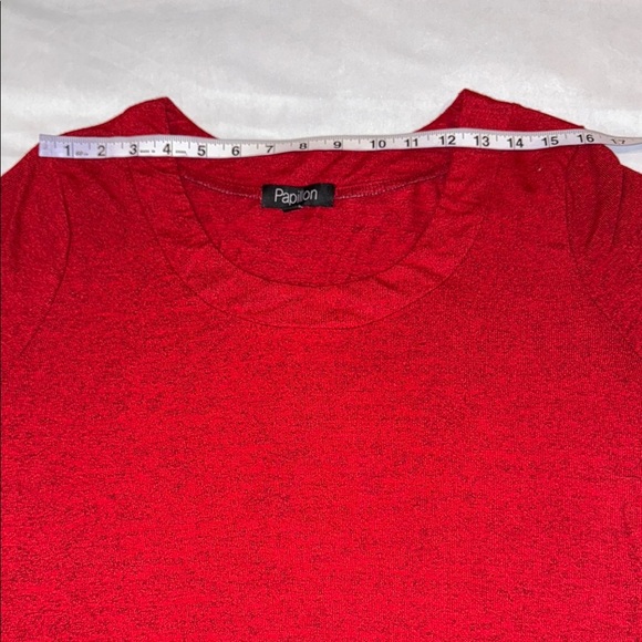 Papillon Red Sweater Dress Black Buttons 3/4 Sleeves Women’s Sz L - Picture 7 of 10